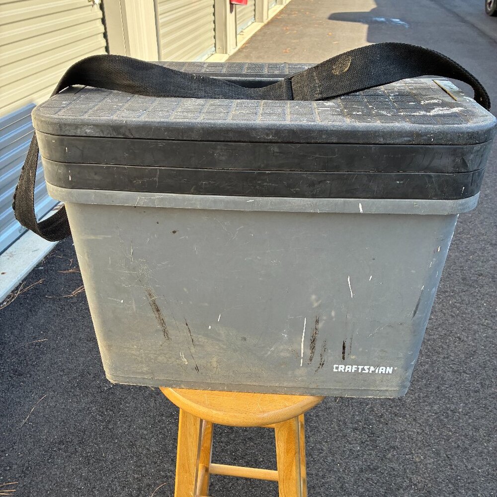 Vintage Craftsman Portable Tool Box Sit Stand Step Stool Tote Stacking Trays